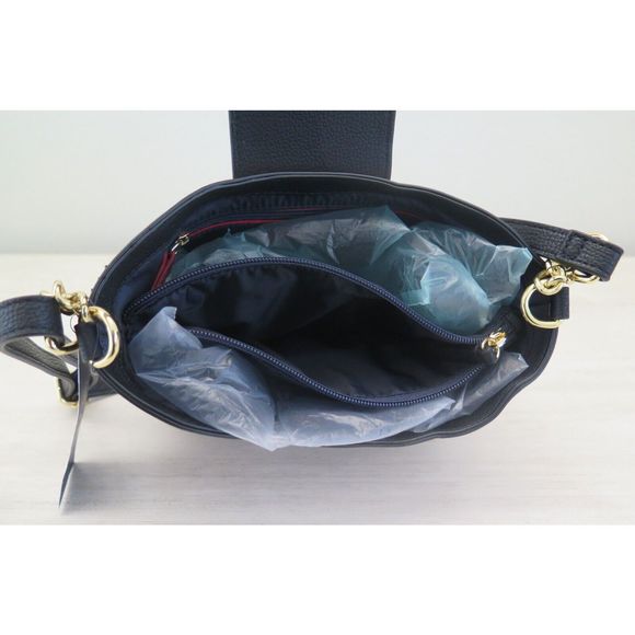 Tommy Hilfiger 69J5583 001 Pink/Black Striped PU Leather Crossbody Bag $108 - Picture 8 of 11